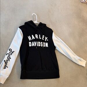 Harley-Davidson Black Hoodie with White Sleeves